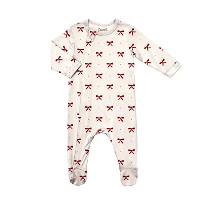 CREAM SLEEPER RED BOW PRINT 2WAY ZIPPER / PZM6125-235
