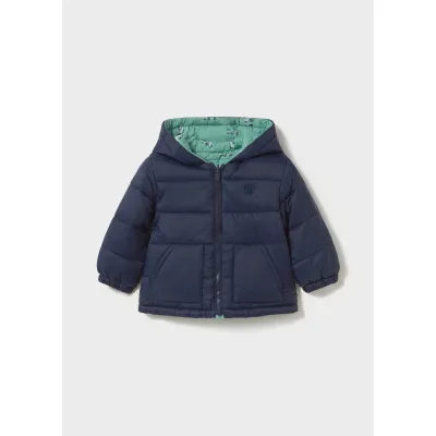 NAVY GREEN REVERSIBLE SOFT COAT HOODED / 2421-023