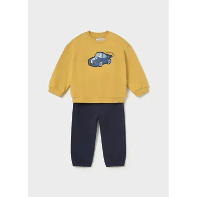 2PC YELLOW & NAVY TRACKSUIT NAVY CAR PRINT / 2833-034
