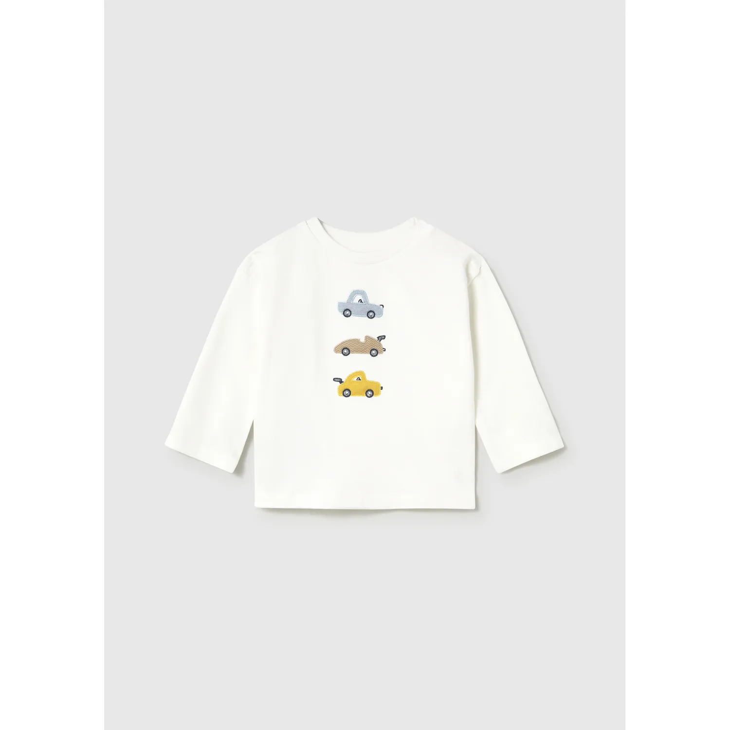 CREAM KNIT SWEATER 3CARS EMBROIDERY / 2005-071