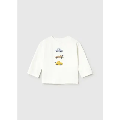 CREAM KNIT SWEATER 3CARS EMBROIDERY / 2005-071