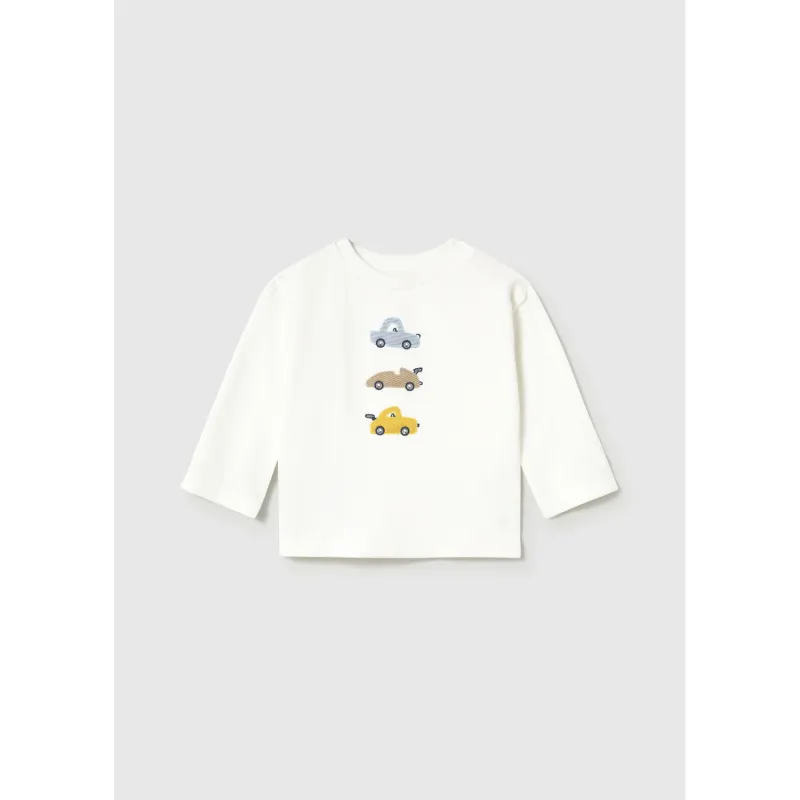 CREAM KNIT SWEATER 3CARS EMBROIDERY / 2005-071