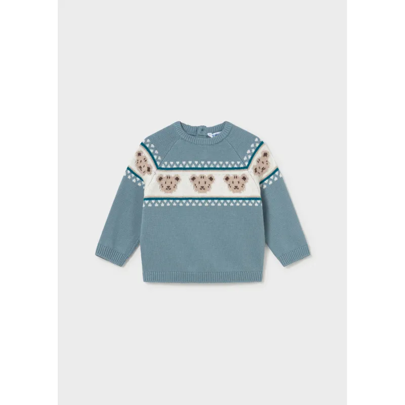 ARTIC BLUE JACQUERED SWEATER BEAR PRINT / 2375-059