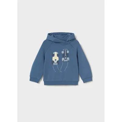 INDIGO BLUE HOODED TOP 2 RACECAR APPLIQUE / 2417-013
