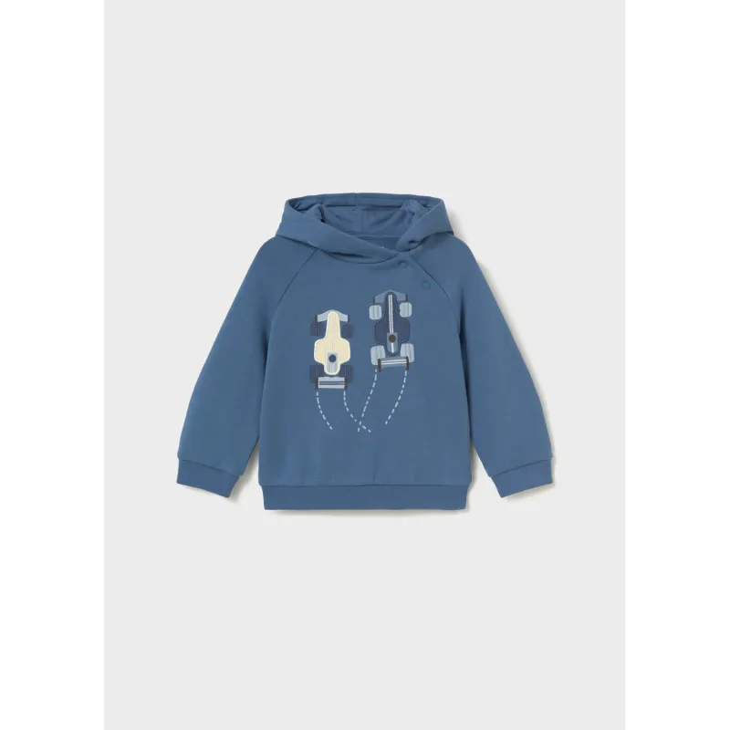 INDIGO BLUE HOODED TOP 2 RACECAR APPLIQUE / 2417-013