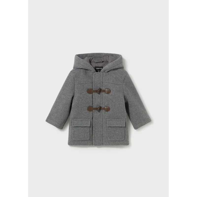 CHARCOAL GREY HOODED TRENCH COAT / 2426-037