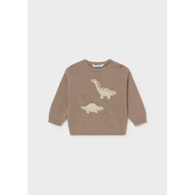TAUPE KNIT SWEATER DINO PRINT / 2371-073 TAUPE KNIT SWEATER DINO PRINT / 2371-073