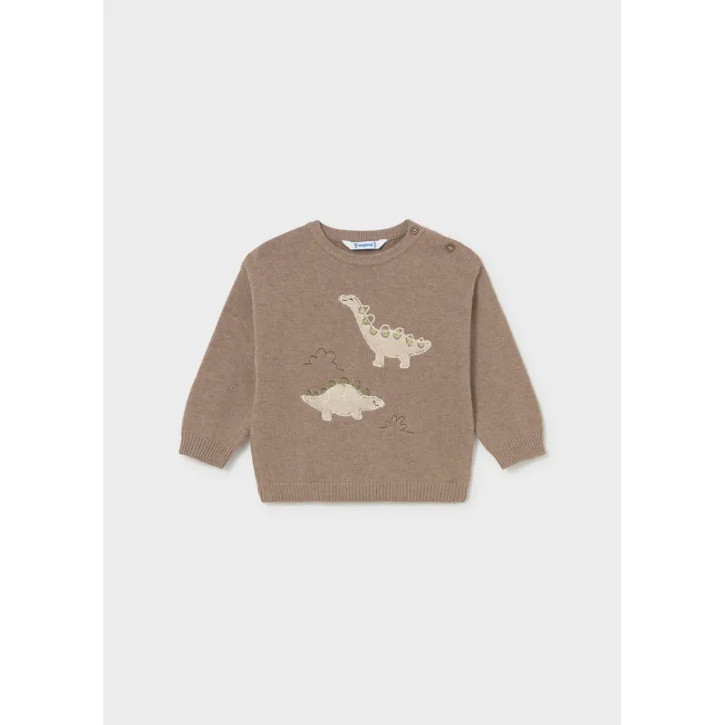 TAUPE KNIT SWEATER DINO PRINT / 2371-073