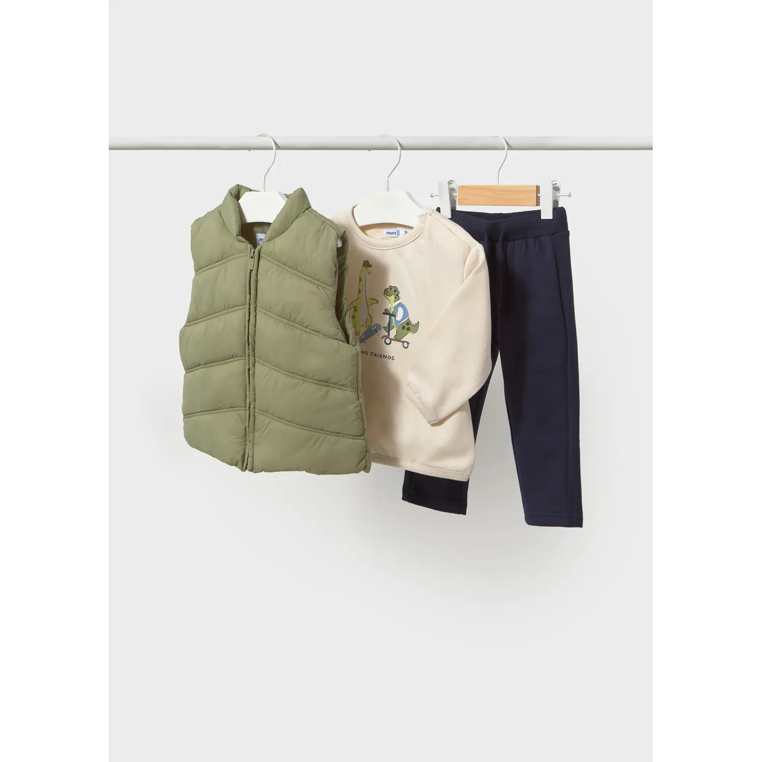 3PC GREEN NAVY & BIEGE VEST SET / 2687-093