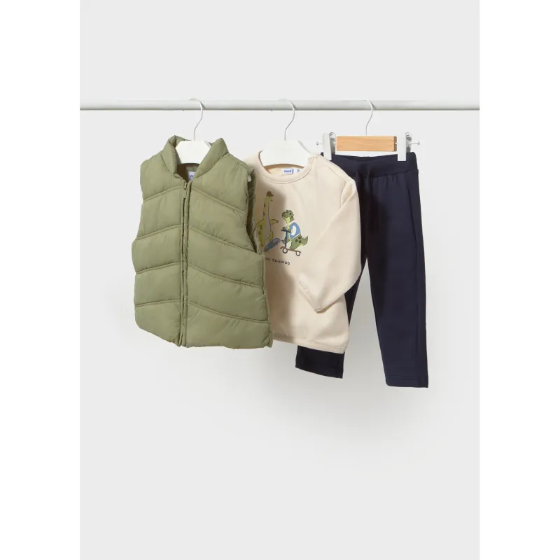 3PC GREEN NAVY & BIEGE VEST SET / 2687-093