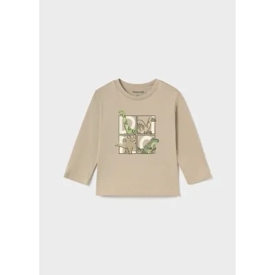 TAUPE TSHIRT LONG SLEEVE DINO PRINT / 2006-075