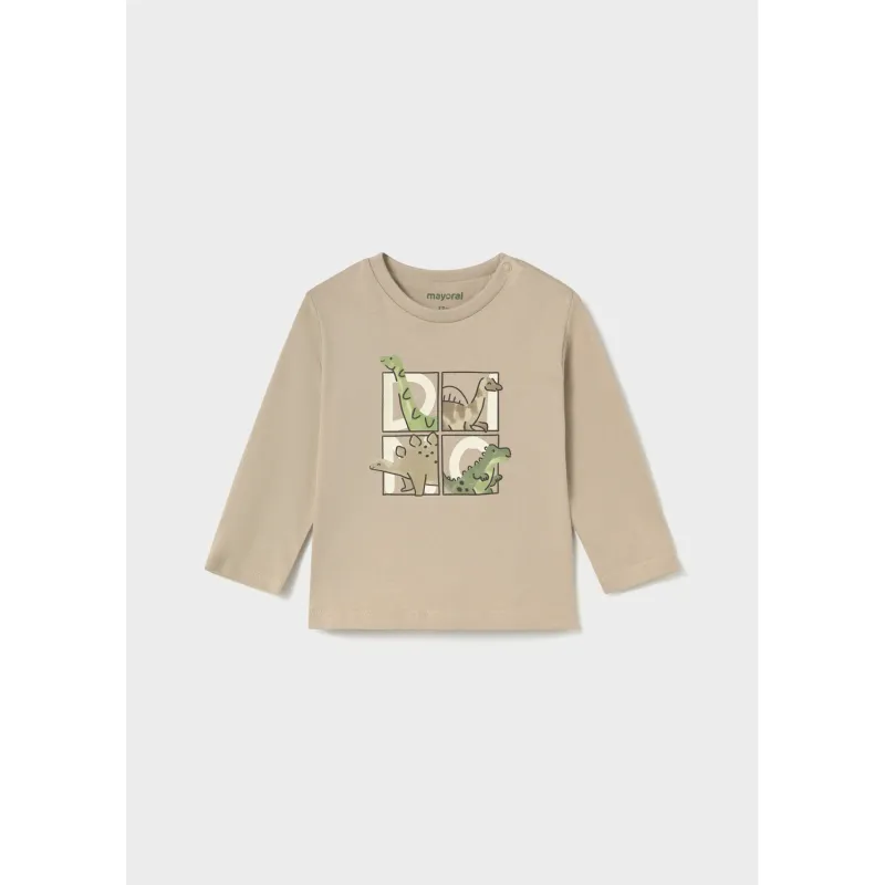 TAUPE TSHIRT LONG SLEEVE DINO PRINT / 2006-075