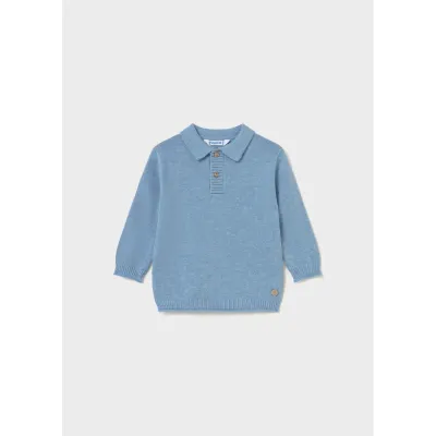 BLUE KNIT POLO SWEATER / 2376-065