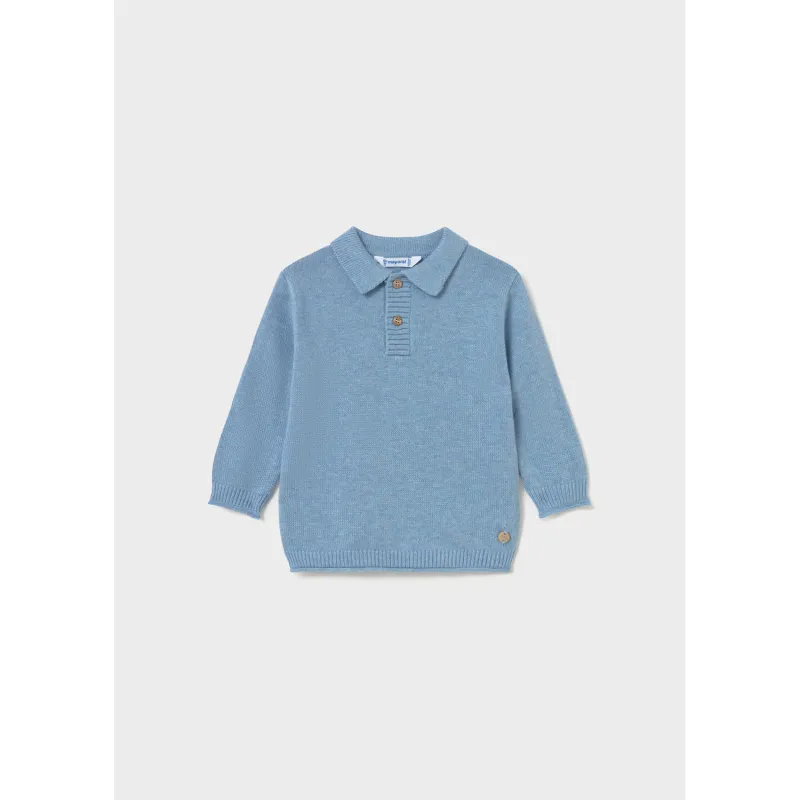 BLUE KNIT POLO SWEATER / 2376-065