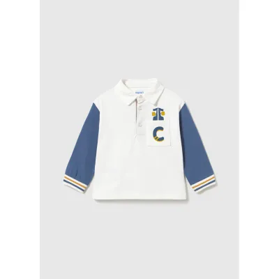 WHITE LONG POLO BLUE LONG SLEEVES WITH POCKET / 2102-031