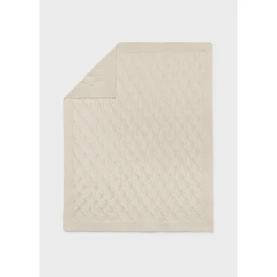 BEIGE KNIT BLANKET RAISED PATTERN / 9131-039