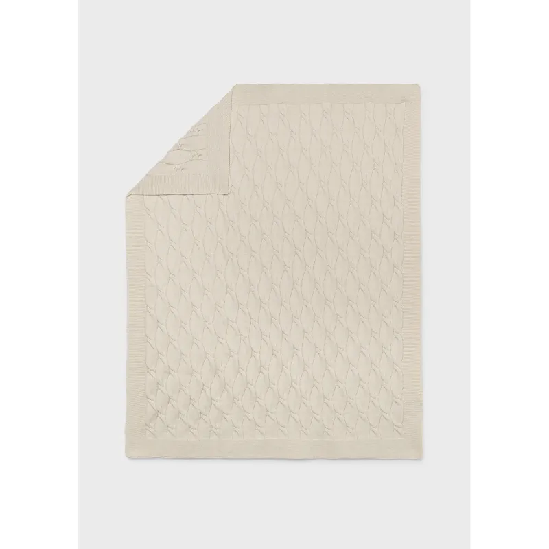 BEIGE KNIT BLANKET RAISED PATTERN / 9131-039
