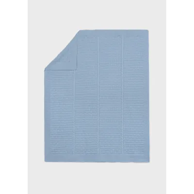 SKY BLUE COTTON BLANKET RAISED PATTERN WOVEN EFFECT / 91320-046