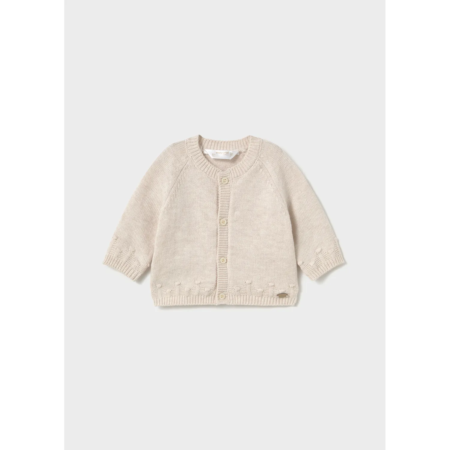 BEIGE KNIT CARDIGAN RAISED PATTERN / 2304-043