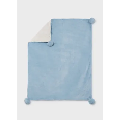 SKY BLUE & OFF WHITE FUR BLANKET / 9143-074