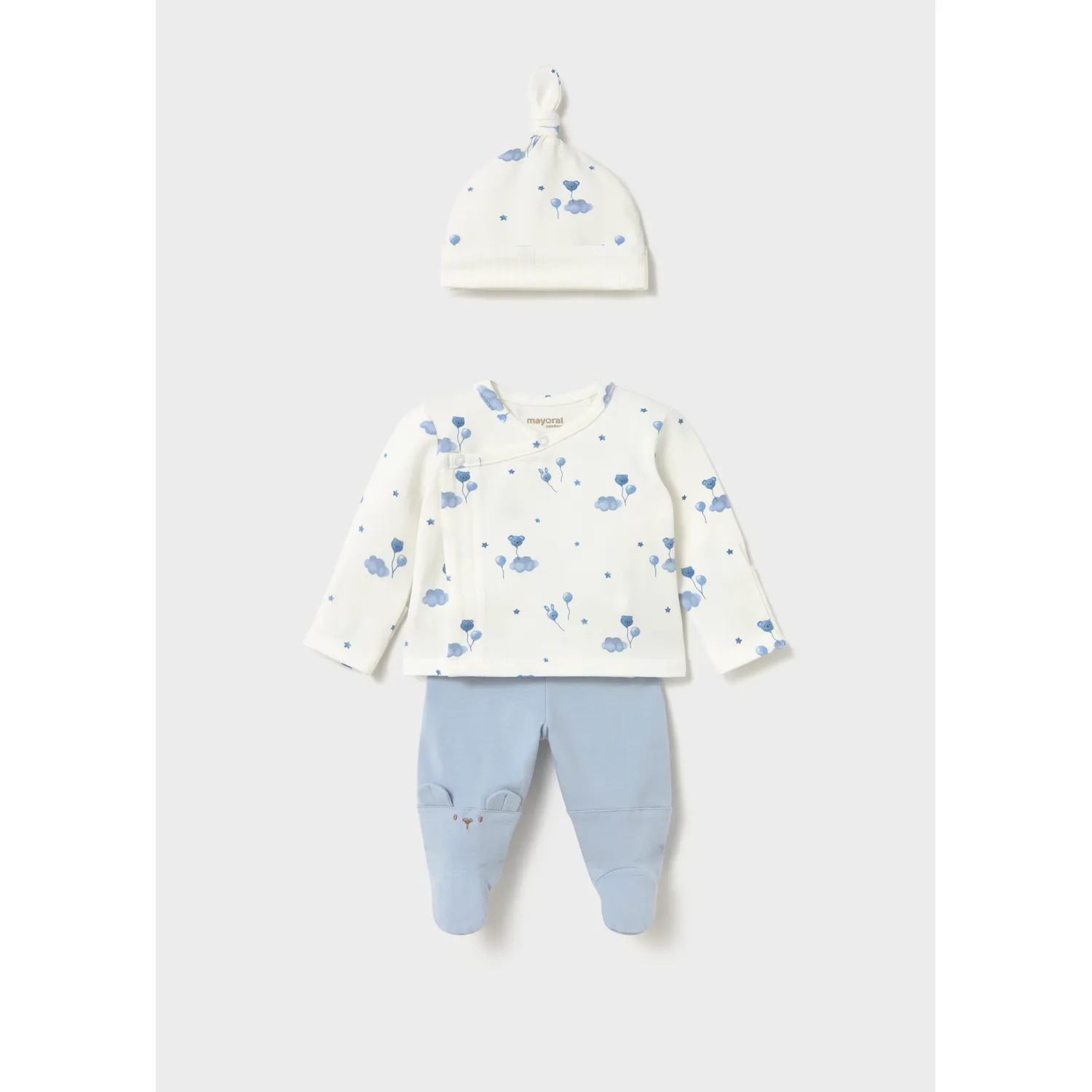 3PC SKY BLUE & WHITE LEG WARMER SET CLOUD PRINT / 2517-046