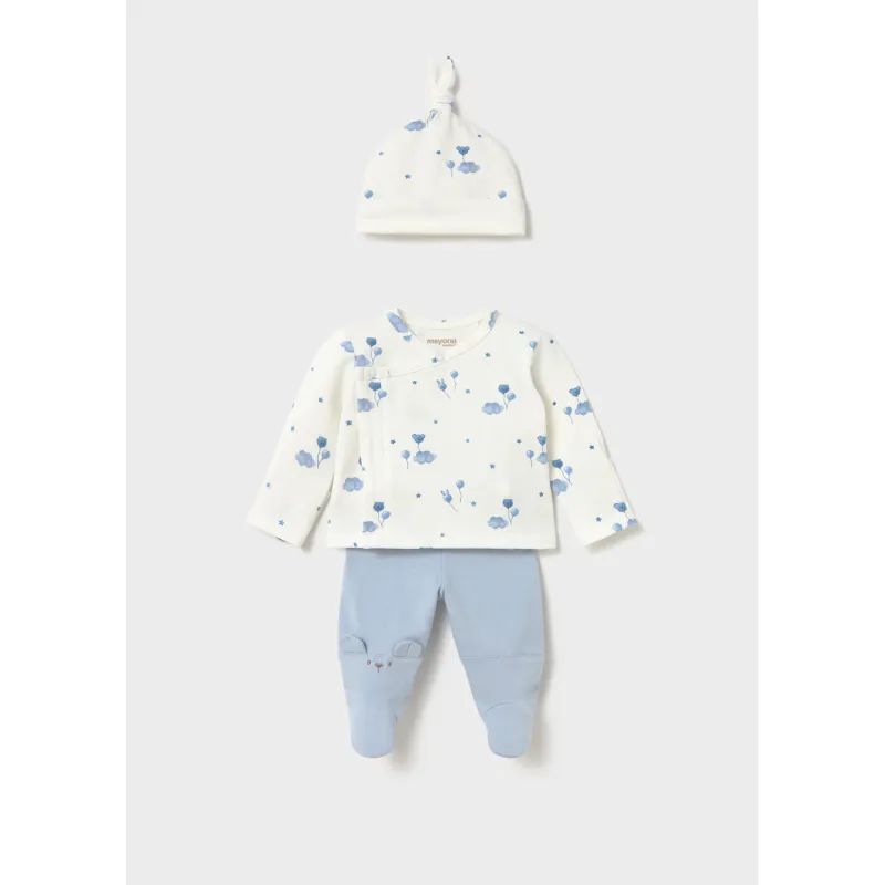 3PC SKY BLUE & WHITE LEG WARMER SET CLOUD PRINT / 2517-046