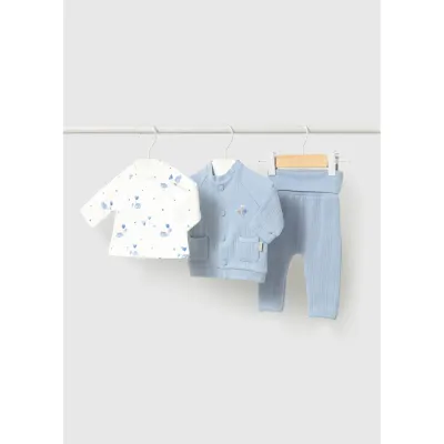 3PC SKY BLUE TRACKSUIT WHITE PRINTED TSHIRT / 2653-046