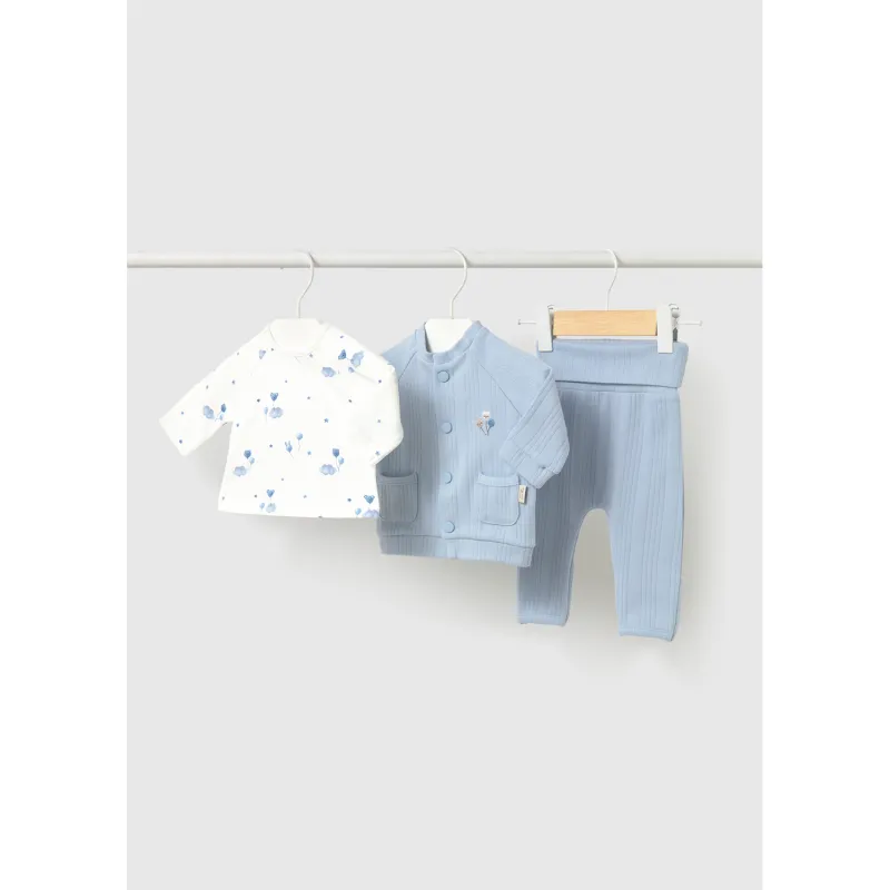 3PC SKY BLUE TRACKSUIT WHITE PRINTED TSHIRT / 2653-046