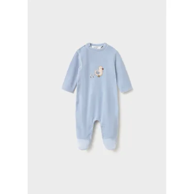 SKY BLUE VELOUR SLEEPER DUCK APPLIQUE / 2763-074A