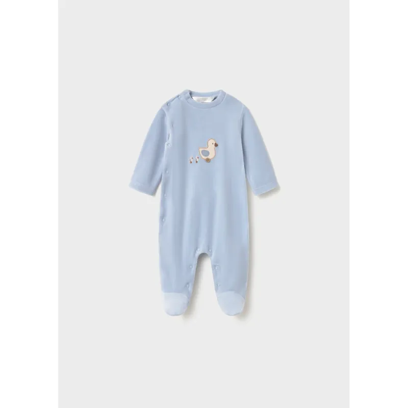 SKY BLUE VELOUR SLEEPER DUCK APPLIQUE / 2763-074A