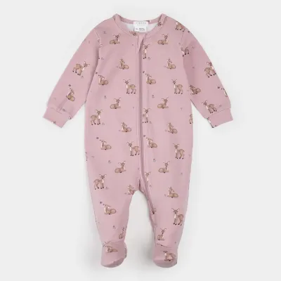 LIGHT PURPLE SLEEPER DEER PRINT 2WAY ZIPPER / 26FGL35P11/B-LPL