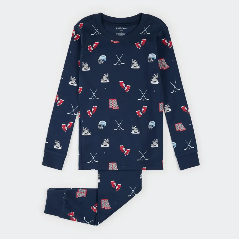 NAV 2PC NAVY PYJAMA HOCKEY SPORT PRINT / 26FRS16Q63/K