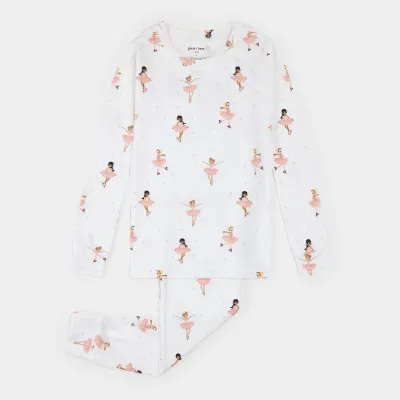 OWH 2PC OFF WHITE PYJAMA PINK BALLERINA PRINT / 26FRS37Q47/K
