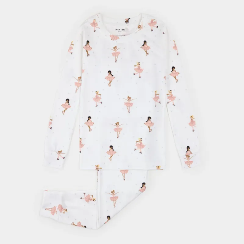 OWH 2PC OFF WHITE PYJAMA PINK BALLERINA PRINT / 26FRS37Q47/K