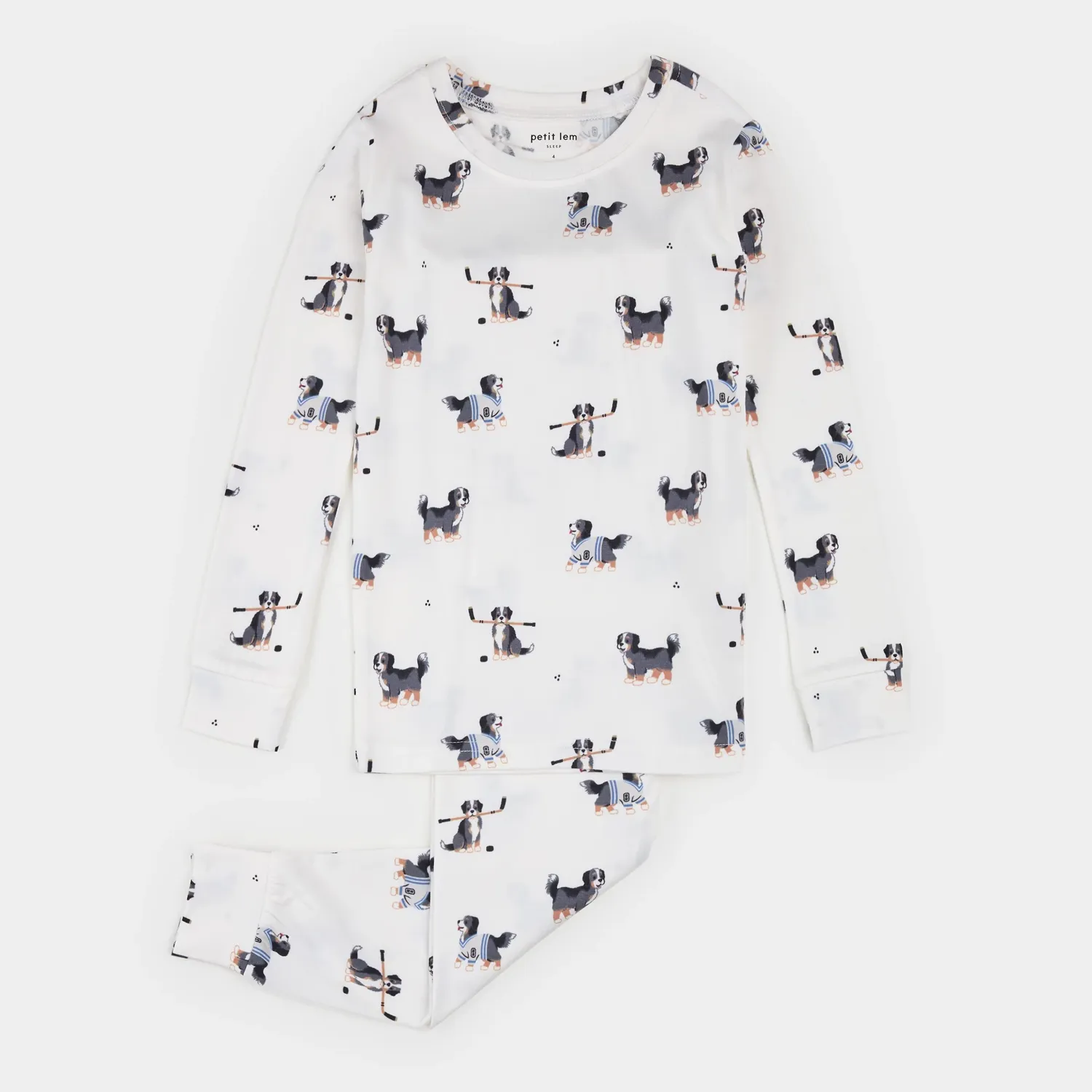 OWH 2PC OFF WHITE PYJAMA BLACK PUPPY PRINT / 26FRS36Q43/K