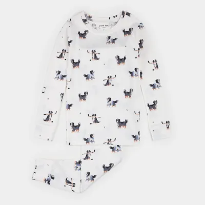 OWH 2PC OFF WHITE PYJAMA BLACK PUPPY PRINT / 26FRS36Q43/K