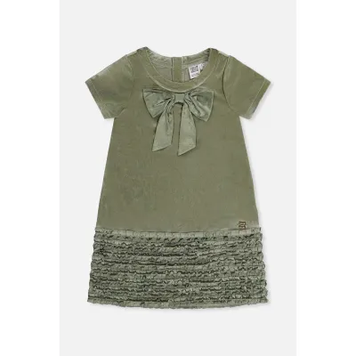 03400B ICEBERG GREEN DRESS ALINE WITH BOW RUFFLE LAYER HEM TRIM / J20OG88-