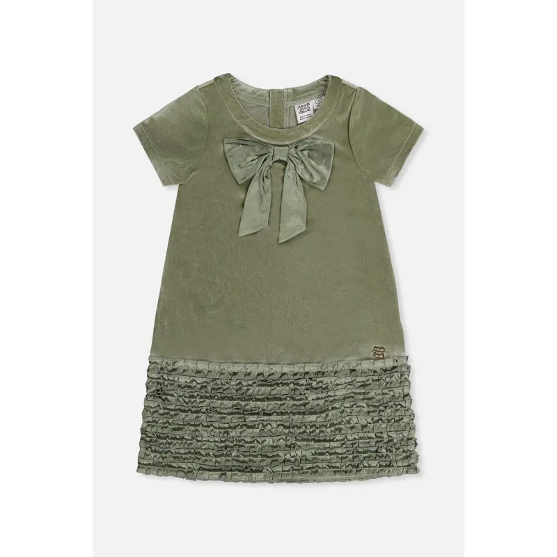 03400B ICEBERG GREEN DRESS ALINE WITH BOW RUFFLE LAYER HEM TRIM / J20OG88-