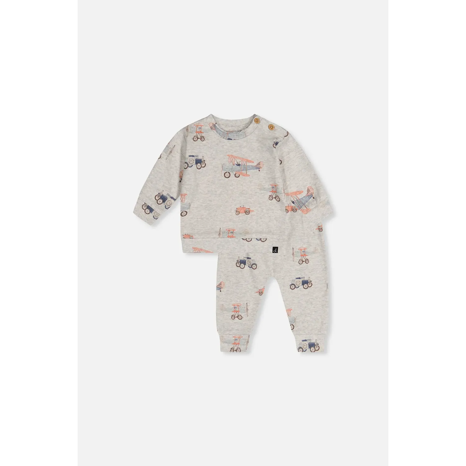 2PC GREY TOP & PANT SET PRINTED AIRPLANES / J20C10-2J237