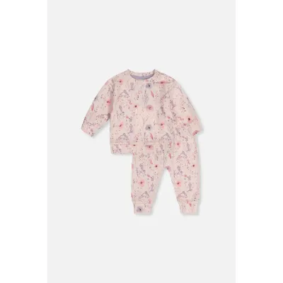2PC PINK FLORAL PRINTED TOP & PANT SET / J20A11-2J235