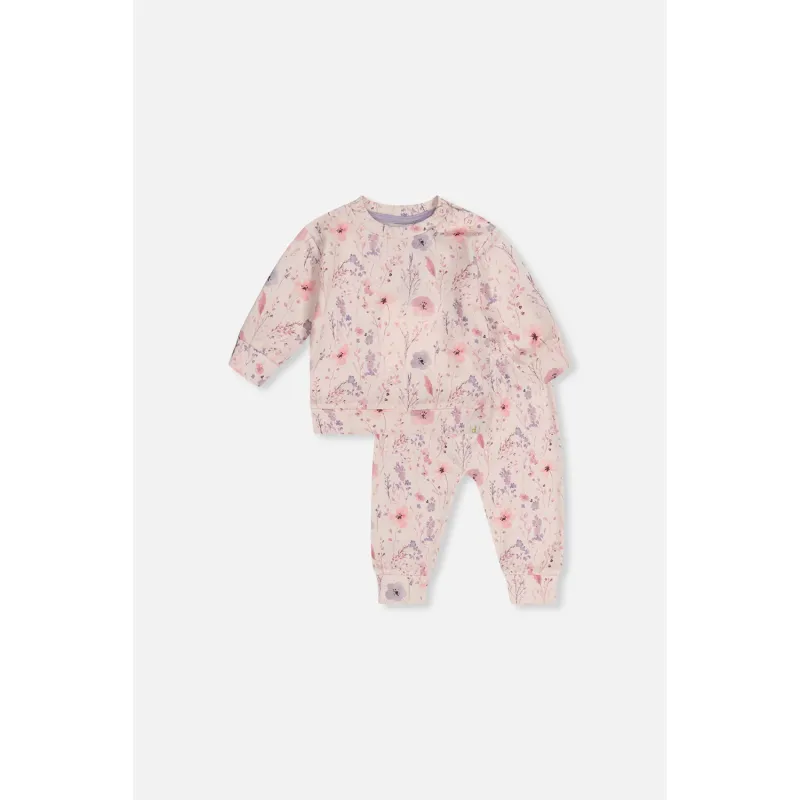 2PC PINK FLORAL PRINTED TOP & PANT SET / J20A11-2J235