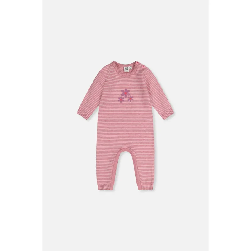 PINK STRIPED KNITTED ROMPER / J20BT40-06170