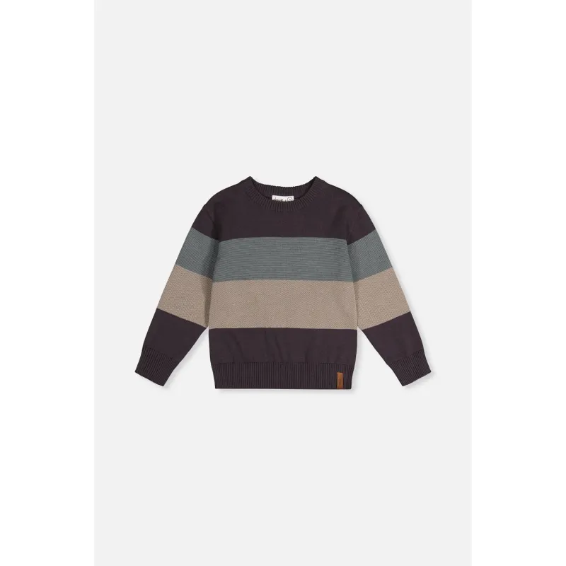 BLACK COLORBLOCK KNIT SWEATER / J20OBT30-09990