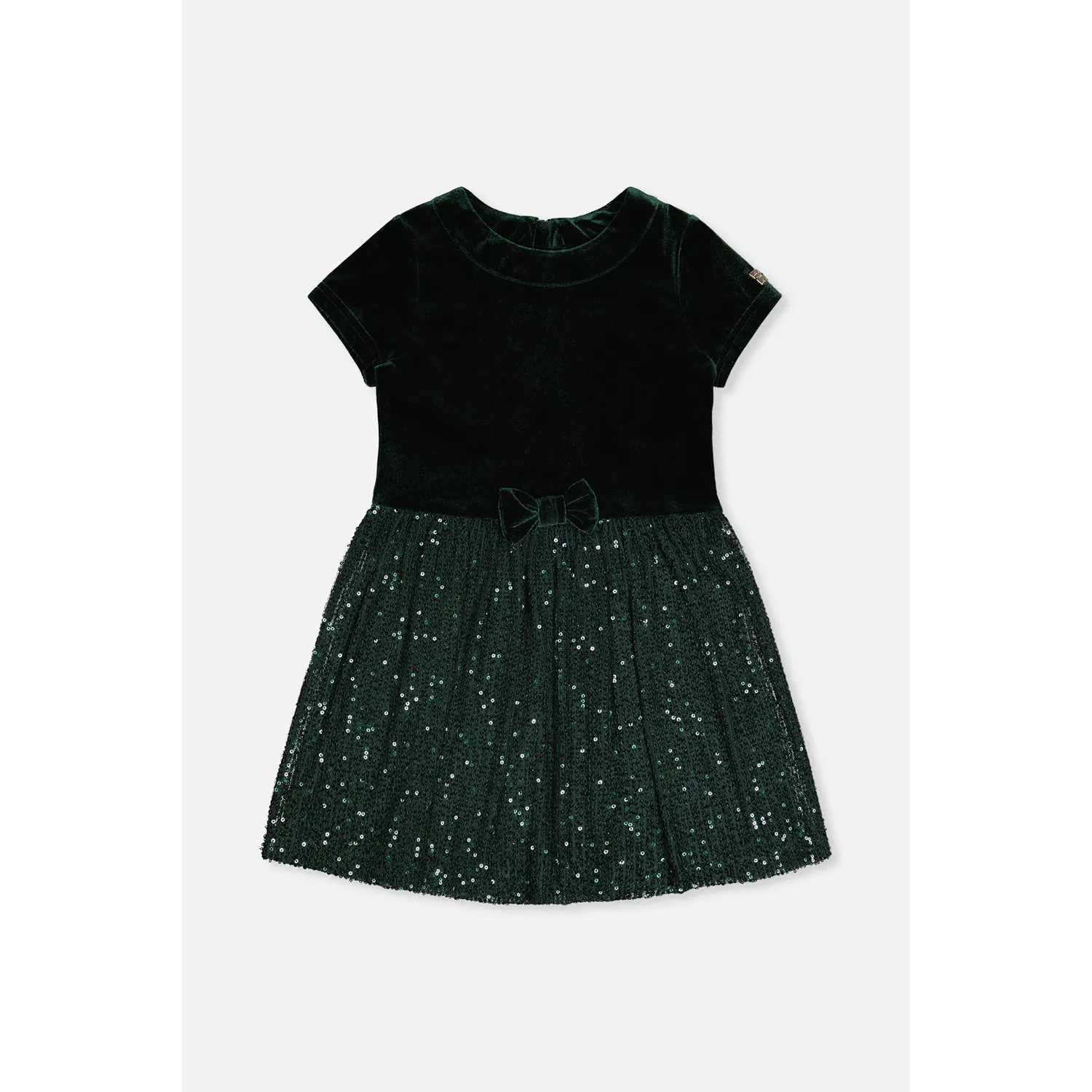 GREEN DRESS VELOUR TOP SEQUIN SKIRT SHORT SLEEVE / J20OG90-03930