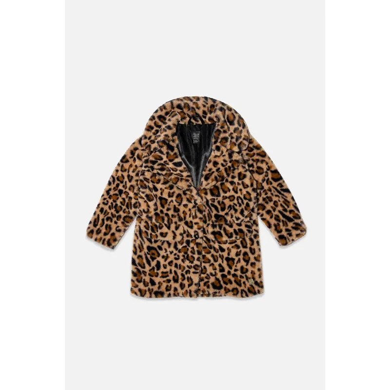 BROWN LEOPARD PRINT COAT FAKE FUR / J20Q51-2J303
