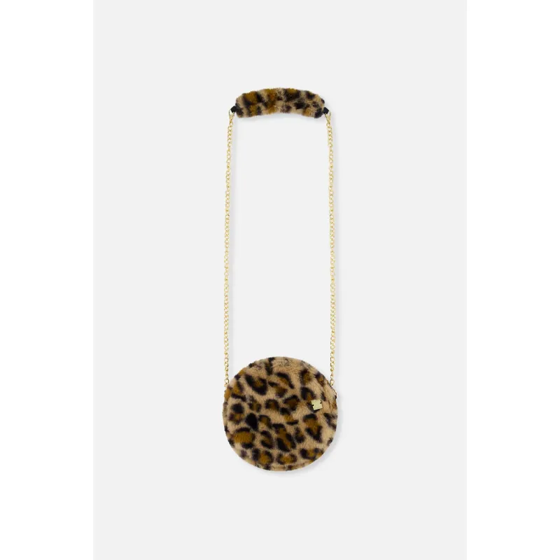 BROWN LEOPARD PRINT FAKE FUR PURSE / J20QA-2J303