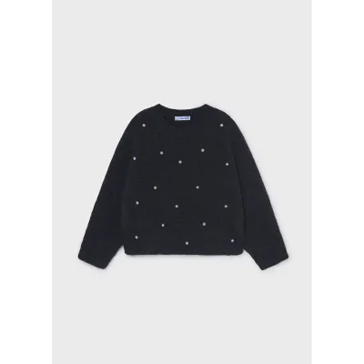 NAVY & PEARL KNIT SWEATER LONG SLEEVE / 4322-084
