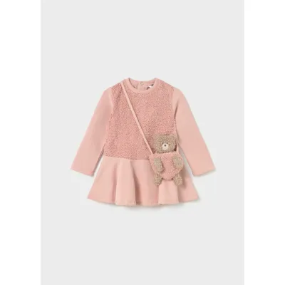 2PC PINK DRESS & BAG BOUCLE BODICE & BAG / 2904-095