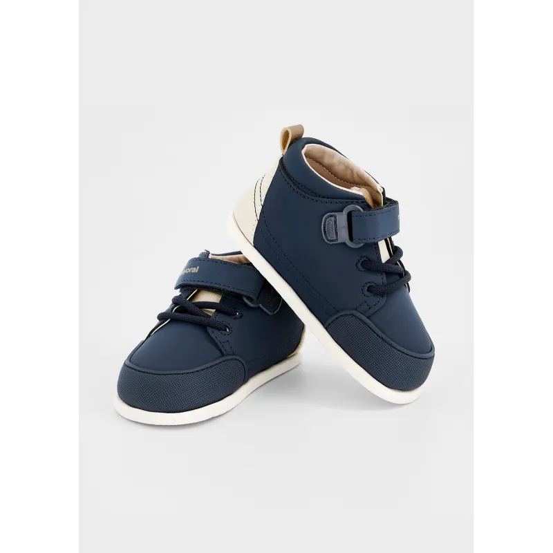 NAVY ANKLE BOOT FIRST STEPS BEIGE TRIM / 42-724-018