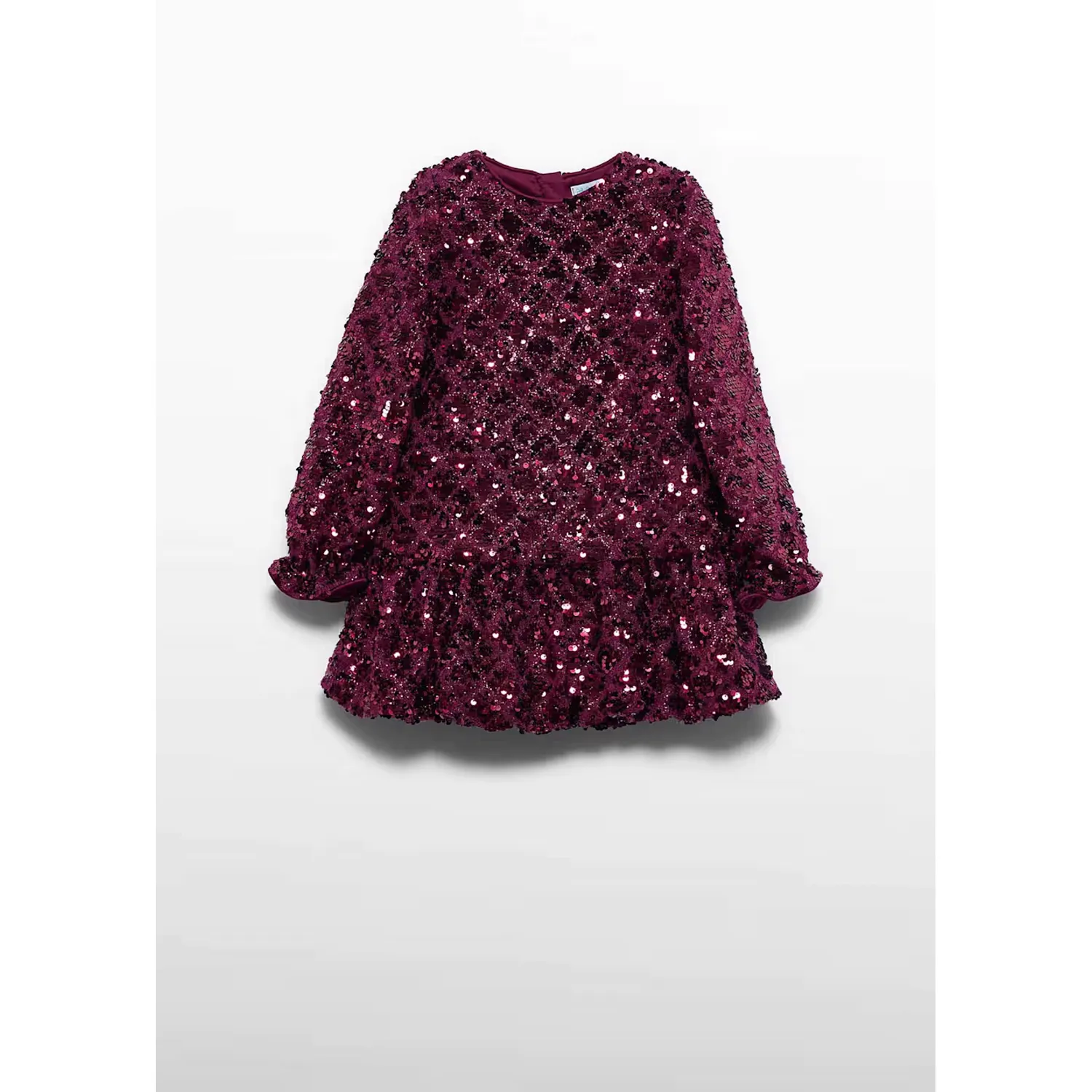 PLUM/RED DIAMOND SEQUIN DRESS LONG SLEEVE / 5585-022